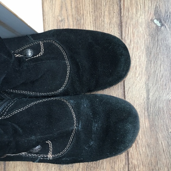 Black Suede Women's Boots with Button Detail - Picture 6 of 11